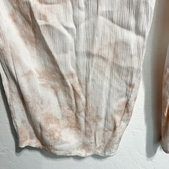 Tiare Hawaii Pants One Size Crinkle Rayon Peach Tie Dye Slit Drawstring Cropped - Picture 5 of 7